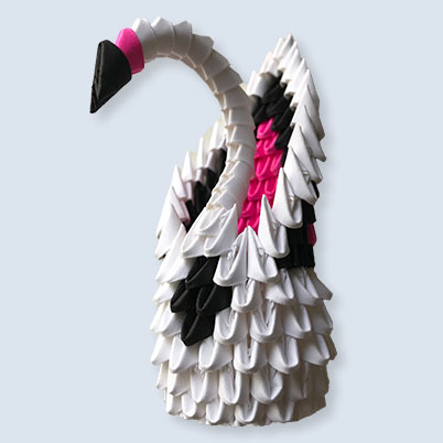 black and pink 3d origami swan